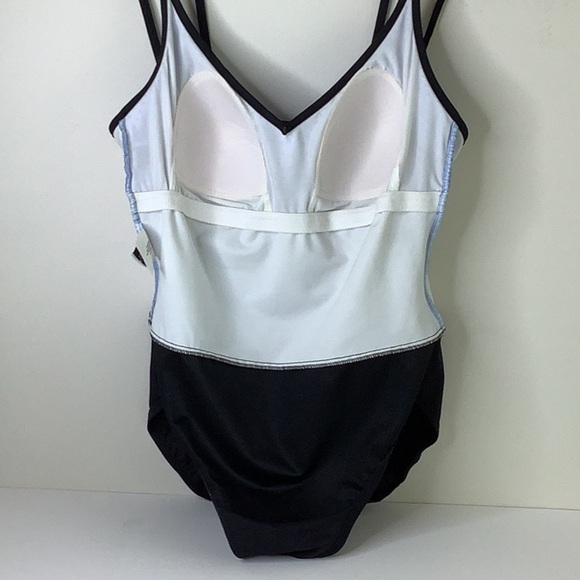 Trimshaper Purple and Black One Piece Polka Dot Swimsuit with V-Neckline - Picture 8 of 10